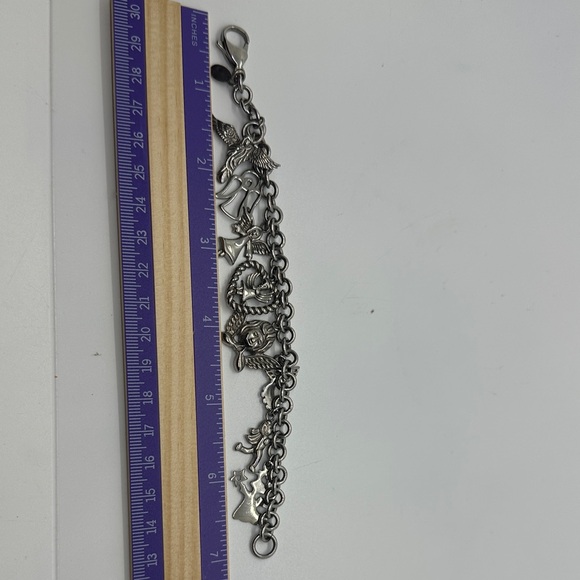 Milor Stainless Steel  Charm Bracelet with 8 Angel and Star Charms - Picture 2 of 7